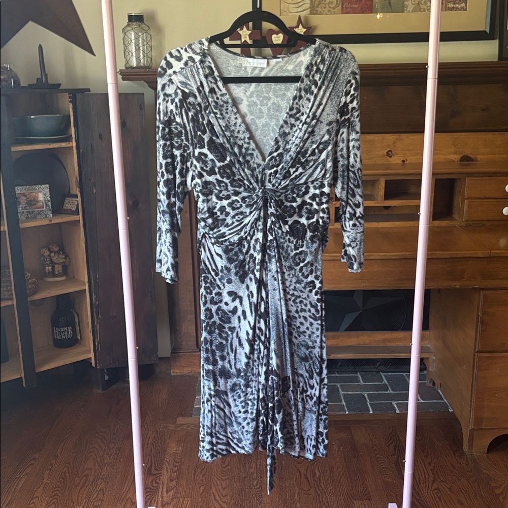 New York & Company Black and White Animal Print Dress
